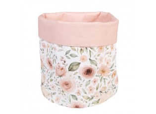 Bílý látkový košík s růžemi Soft Romantic Blush - Ø 15*16 cm