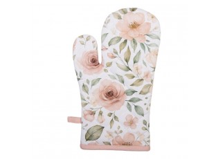 Bílá bavlněná chňapka - rukavice s růžemi Soft Romantic Blush - 18*30 cm
