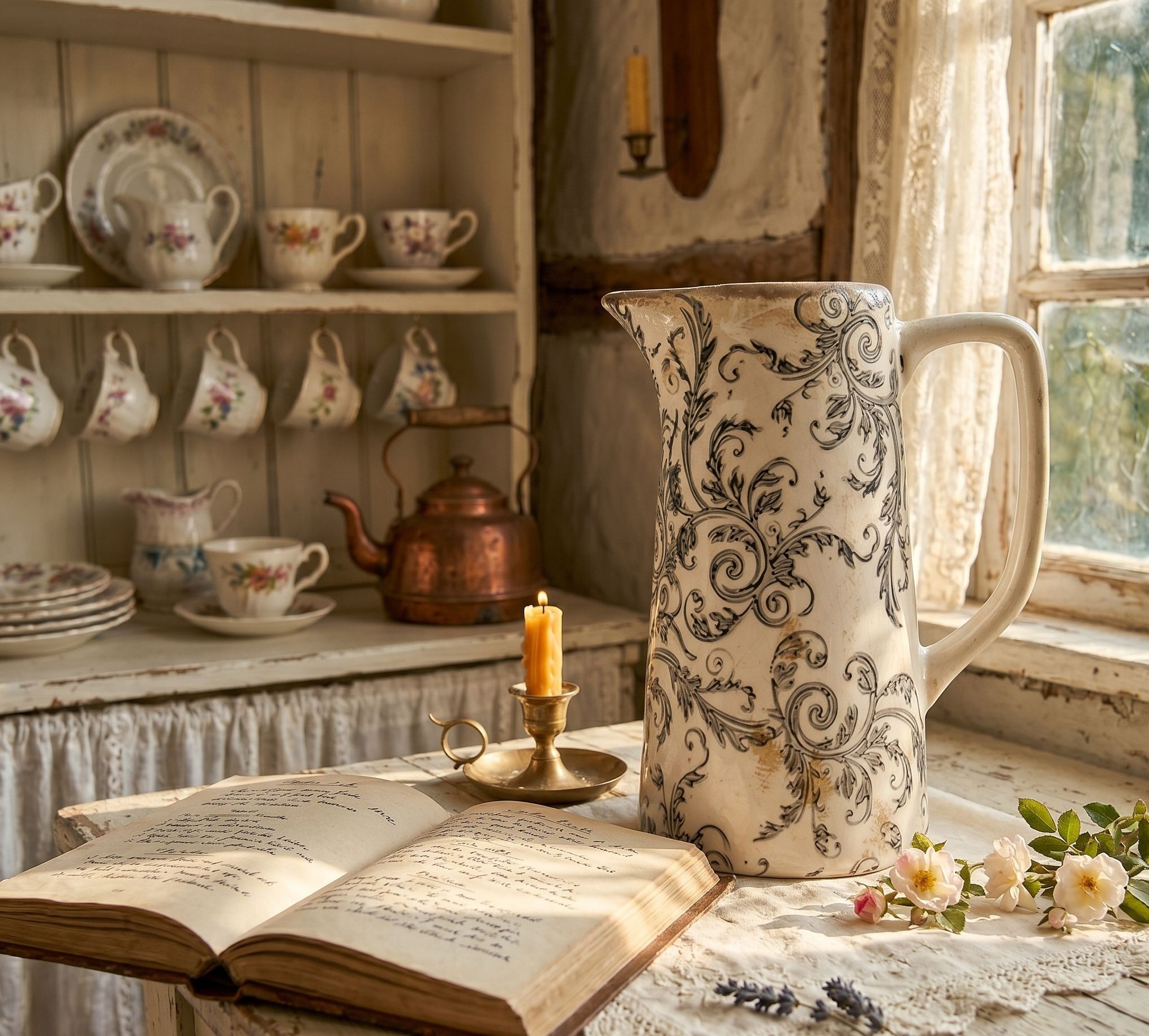 Béžový keramický dekorační džbán se šedými ornamenty Gassia M - 16*11*20 cm Clayre & Eef Béžový keramický dekorační džbán se šedými ornamenty Gassia M - 16*11*20 cm Clayre & Eef