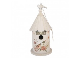Béžová dekorace ptačí budka s ptáčky Home - Ø 19*40 cm