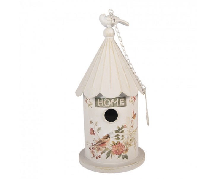 Béžová dekorace ptačí budka s ptáčky Home - Ø 19*40 cm Clayre & Eef
