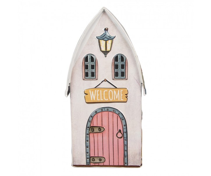 Dekorace plechový domek Welcome - 12*11*23 cm Clayre & Eef
