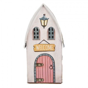 Dekorace plechový domek Welcome - 12*11*23 cm