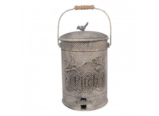 Šedý antik kovový odpadkový koš s pedálem Pitch - 24*24*31 cm