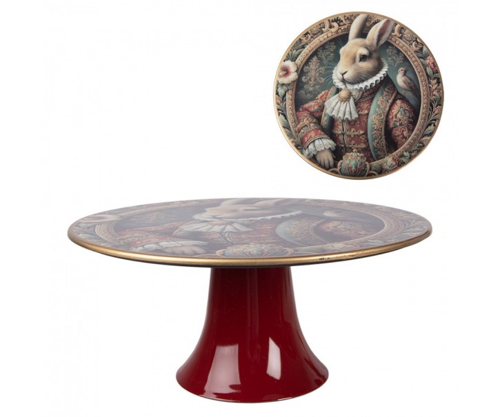 Podnos na dort Victorian Gentleman Rabbit - Ø 22*10 cm Clayre & Eef