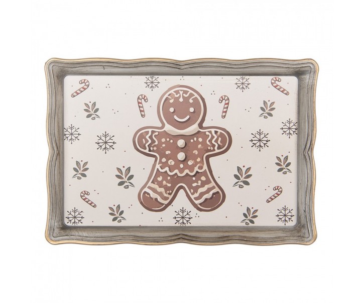 Plastový podnos tác s perníčkem Gingerbread Magic - 31*22*2 cm Clayre & Eef
