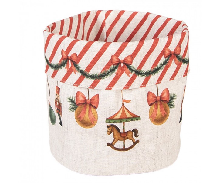 Vánoční bavlněný košík na pečivo Christmas Carousel Dream - Ø 15*16 cm Clayre & Eef