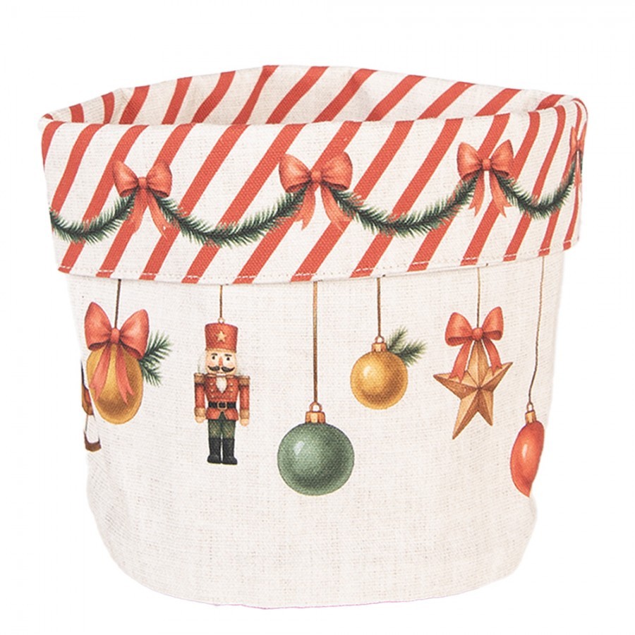 Vánoční bavlněný košík na pečivo Christmas Carousel Dream - Ø 15*16 cm Clayre & Eef Vánoční bavlněný košík na pečivo Christmas Carousel Dream - Ø 15*16 cm Clayre & Eef