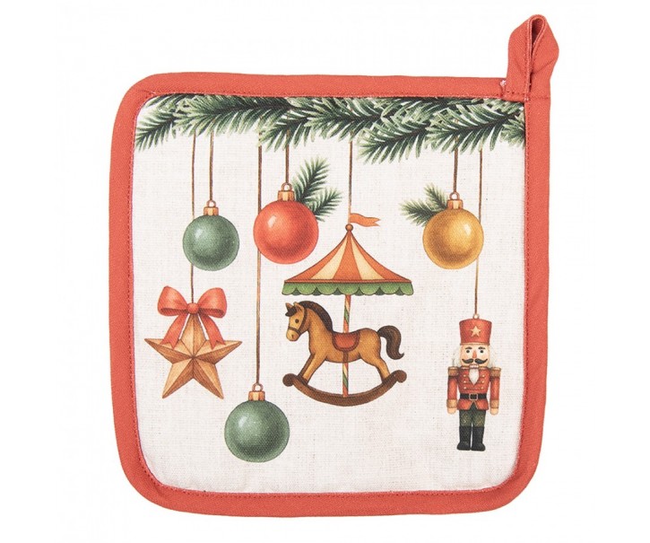 Vánoční bavlněná chňapka - podložka Christmas Carousel Dream - 20*20 cm Clayre & Eef