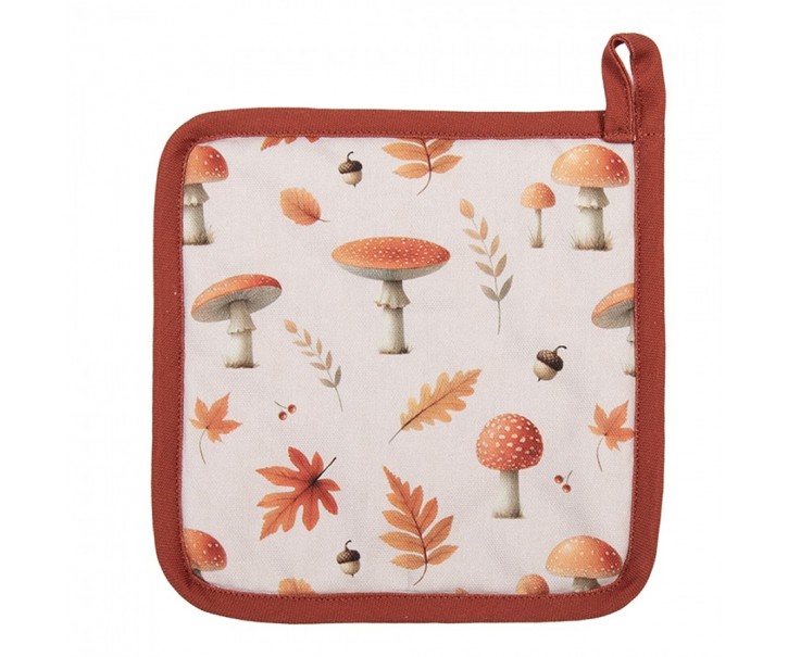 Béžová chňapka podložka s listy a muchomůrkami Autumn Leaves - 18*30 cm Clayre & Eef