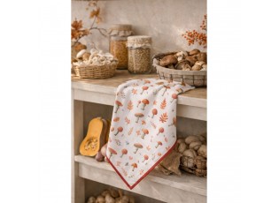 Béžová utěrka s listy a muchomůrkami Autumn Leaves - 50*70 cm