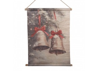 Vánoční vintage nástěnná mapa se zvonky - 55*3*75 cm