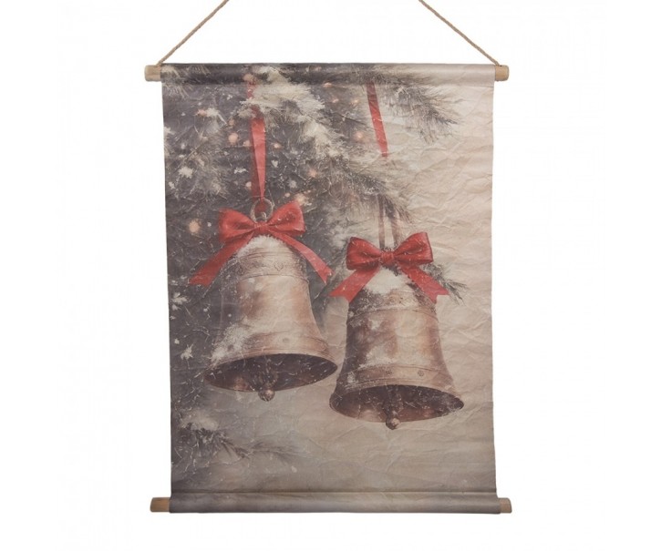 Vánoční vintage nástěnná mapa se zvonky - 55*3*75 cm Clayre & Eef