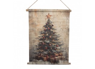 Vánoční vintage nástěnná mapa svánočním stromečkem - 55*3*75 cm