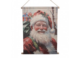 Vánoční vintage nástěnná mapa se Santou - 55*3*75 cm