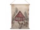 Vánoční vintage nástěnná mapa se zasněženou chaloopkou - 55*3*75 cm Clayre & Eef