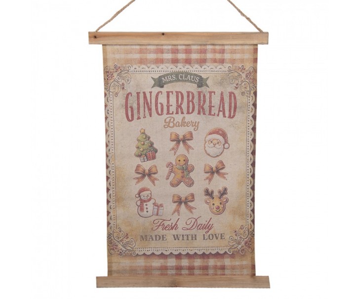 Vánoční vintage nástěnná mapa s perníčky Gingerbread Bakery - 55*3*75 cm Clayre & Eef
