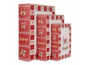 Set 3ks úložný box ve tvaru knihy vánoční koník - 27*22*7 / 22*17*6 / 17*12*4 cm