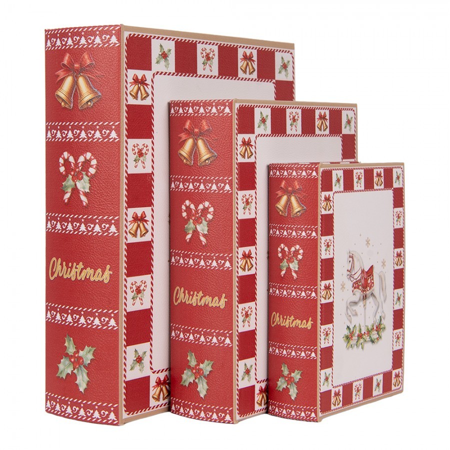 Set 3ks úložný box ve tvaru knihy Koník - 27*22*7 / 22*17*6 / 17*12*4 cm