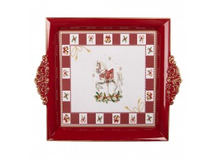 Vánoční servírovací červený podnos vánoční koník - 30*26*3 cm