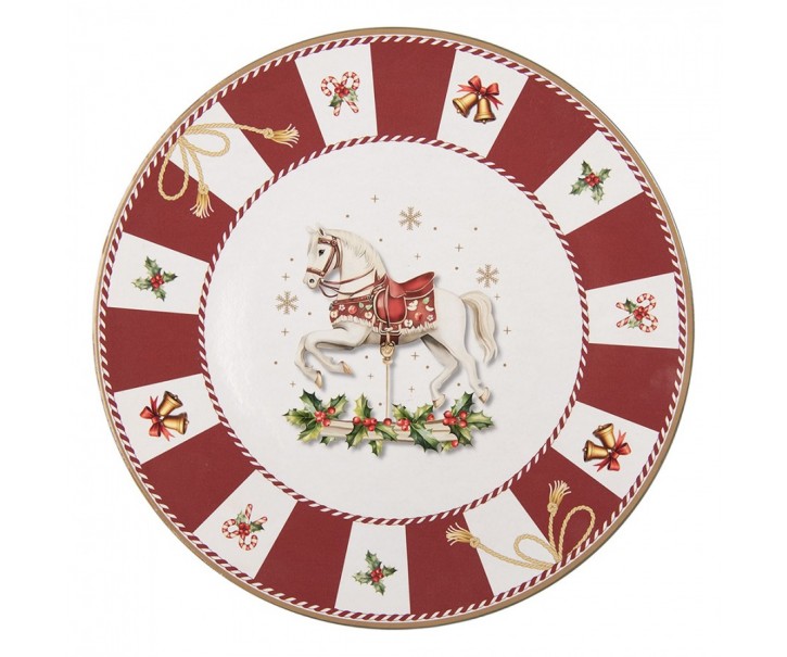  Vianočný servírovací tanier vianočný koník - Ø 33*1 cm Clayre & Eef