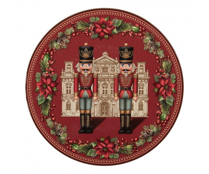 Červený vánoční servírovací talíř Louskáčci - Ø 33*1 cm Clayre & Eef