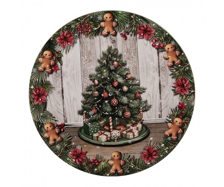 Vánoční servírovací talíř Perníčci a vánoční stromek - Ø 33*1 cm Clayre & Eef