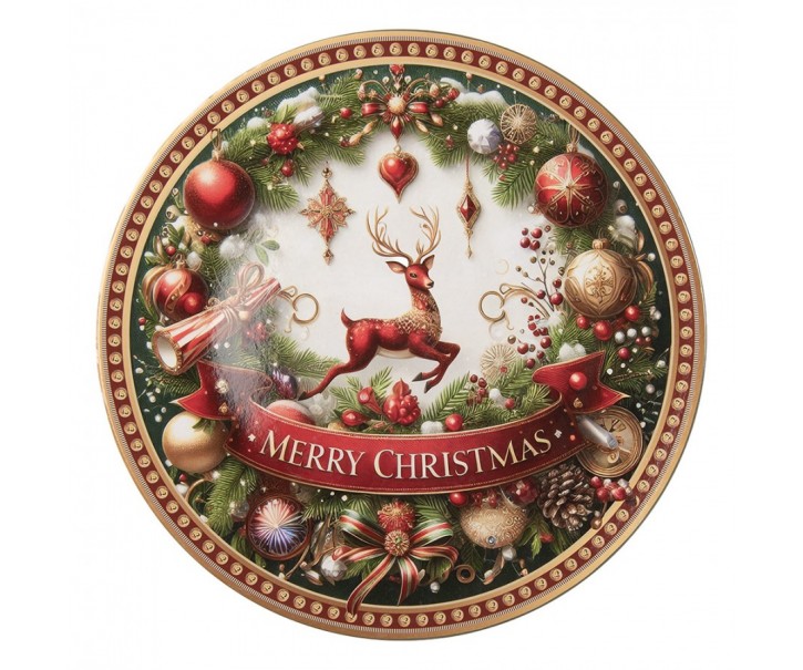 Vánoční servírovací umělý talíř Merry Christmas - Ø 33*1 cm Clayre & Eef