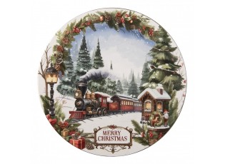 Vánoční servírovací talíř Merry Christmas Train - Ø 33*1 cm