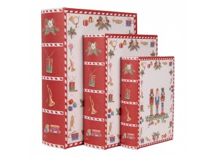 Set 3ks úložný box ve tvaru knihy Louskáček - 27*22*7 / 22*17*6 / 17*12*4 cm