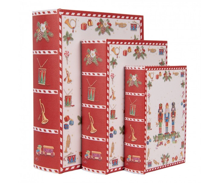Set 3ks úložný box ve tvaru knihy s Louskáčky - 27*22*7 / 22*17*6 / 17*12*4 cm Clayre & Eef