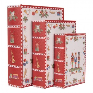 Set 3ks úložný box ve tvaru knihy Louskáček - 27*22*7 / 22*17*6 / 17*12*4 cm