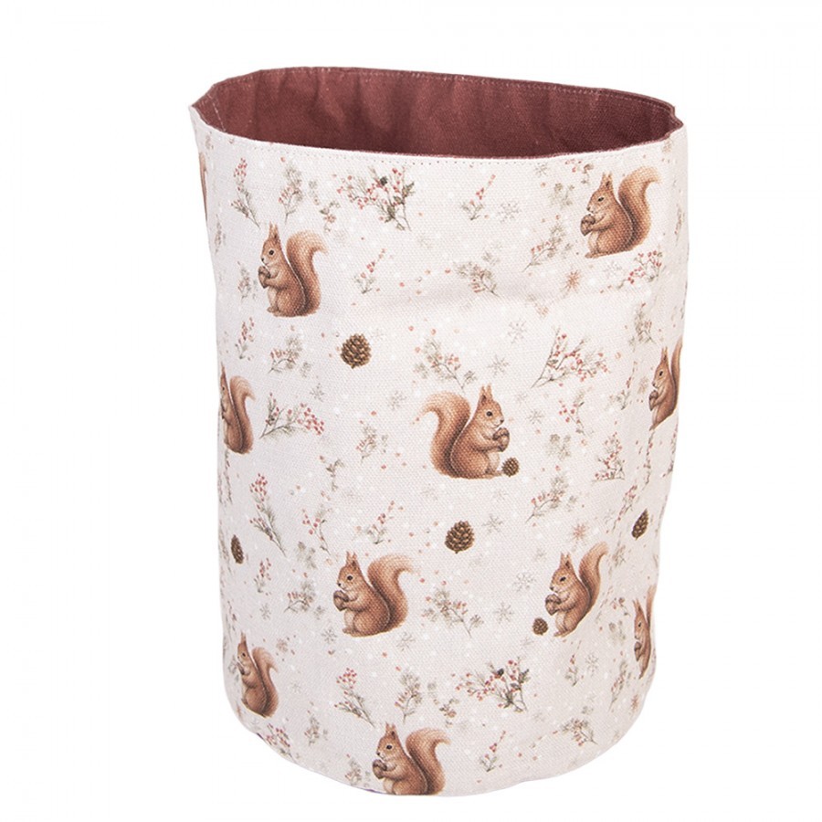 Béžový látkový košík na pečivo s veverkami Tiny Squirrel - Ø 15*16 cm Clayre & Eef Béžový látkový košík na pečivo s veverkami Tiny Squirrel - Ø 15*16 cm Clayre & Eef
