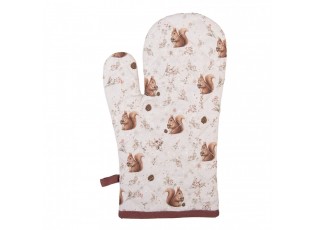 Béžová bavlněná chňapka - rukavice s veverkami Tiny Squirrel - 18*30 cm