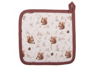 Béžová bavlněná chňapka - podložka s veverkami Tiny Squirrel - 20*20 cm