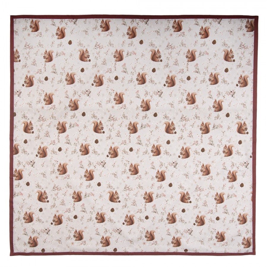 Béžový látkový ubrus s veverkami Tiny Squirrel - 100*100 cm Clayre & Eef Béžový látkový ubrus s veverkami Tiny Squirrel - 100*100 cm Clayre & Eef
