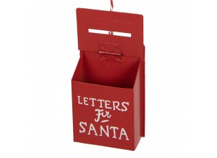 Červená kovová závěsná dekorace poštovní schránka Santa - 5*3*8 cm