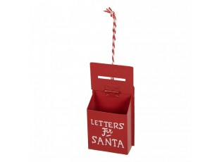 Červená kovová závěsná dekorace poštovní schránka Santa - 5*3*8 cm