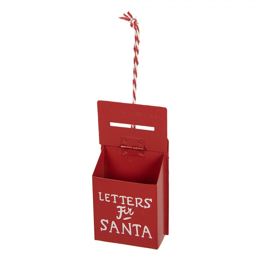 Červená kovová závěsná dekorace poštovní schránka Santa - 5*3*8 cm Clayre & Eef Červená kovová závěsná dekorace poštovní schránka Santa - 5*3*8 cm Clayre & Eef