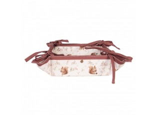 Béžový látkový košík na pečivo s veverkami Tiny Squirrel - 35*35*8 cm