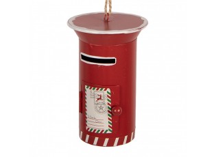 Červená kovová závěsná dekorace poštovní schránka Santa - 12*8 cm