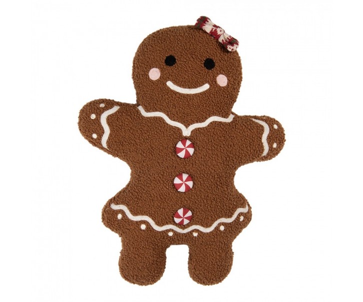 Dekorativní hnědý polštář slečna perníček Gingerbread - 35*5*44 cm Clayre & Eef