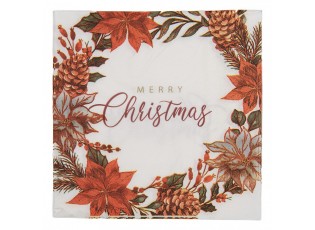 Vánoční papírové ubrousky s věnečkem Merry Christmas - 33*33 cm (20ks)