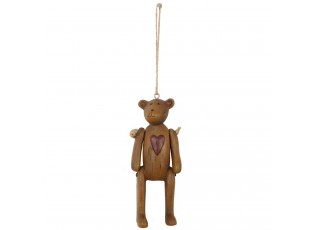 Dekorace hnědý Medvídek se srdíčkem - 4 * 3 * 10 cm