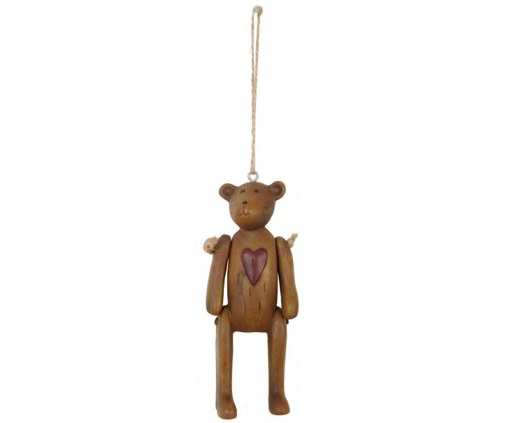 Dekorace hnědý Medvídek se srdíčkem - 4 * 3 * 10 cm Clayre & Eef