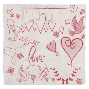 Romantické papírové ubrousky se srdíčky - 33*33 cm (20ks)