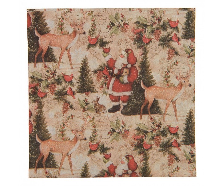 Béžové papírové ubrousky Santa Claus - 33*33 cm (20ks) Clayre & Eef