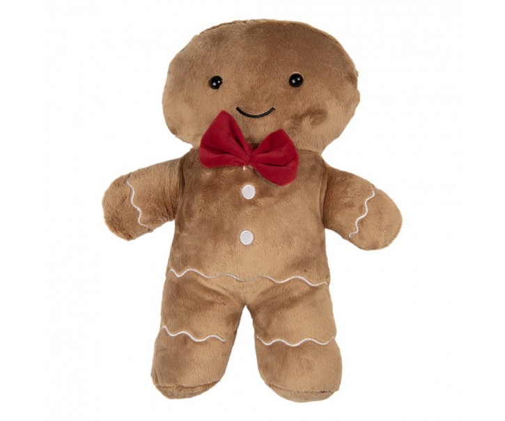 Dekorativní hnědý polštář perníček Gingerbread - 20*5*35 cm Clayre & Eef