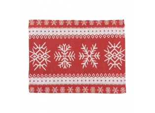 6ks červené látkové prostírání se sněhovými vločkami - 33*45 cm