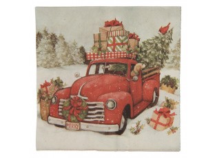 Vánoční papírové ubrousky s retro červeným autem - 33*33 cm (20ks)